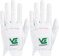 Premium All Weather Grip Golf Gloves Women's 2 Pack, Soft Comfortable & Rain Grip Hot Wet Left Hand for Right Handed Golfer, Breathable No Sweat Fit Size Small Medium Large