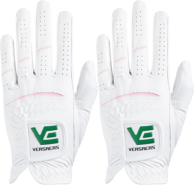Premium All Weather Grip Golf Gloves Women's 2 Pack, Soft Comfortable & Rain Grip Hot Wet Left Hand for Right Handed Golfer, Breathable No Sweat Fit Size Small Medium Large