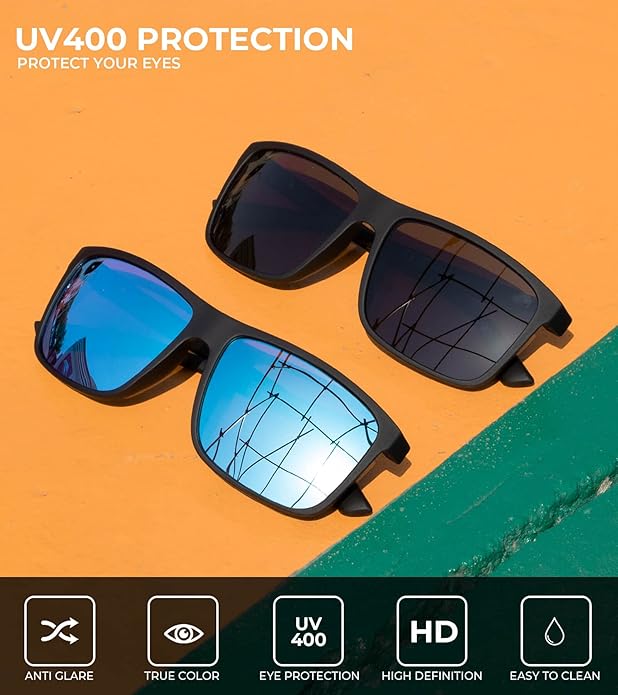 KALIYADI Polarized Sunglasses for Men and Women, Mens Sun Glasses with UV Protection for Driving Fishing Golf (3 Packs)