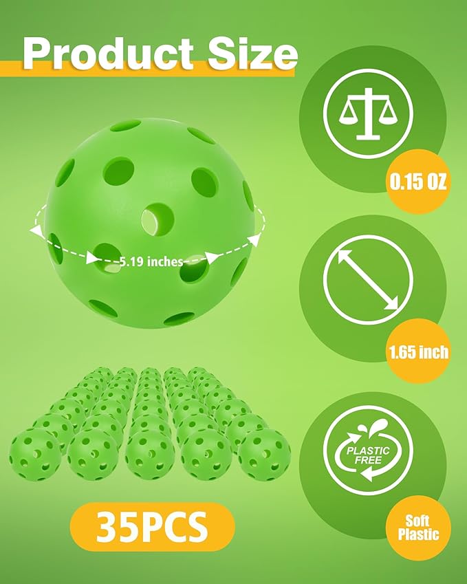 35 Pack Practice Golf Balls Limited Flight Plastic Golf Balls 42mm Practice Golf Balls for Backyard Golf Training Balls for Swing Practice, Airflow Hollow (Multiple Colors)