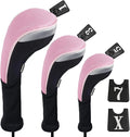 Andux 3pcs/Set Golf 460cc Driver Wood Club Head Covers Long Neck with No. Tags
