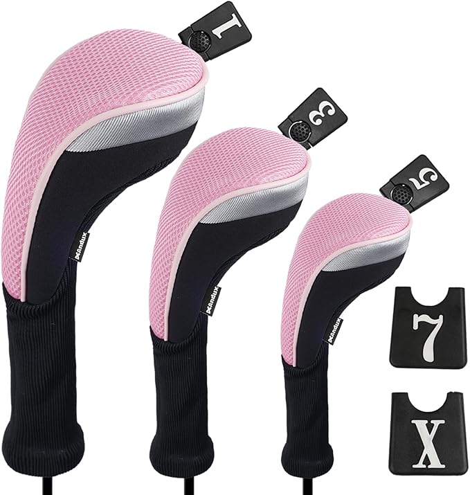 Andux 3pcs/Set Golf 460cc Driver Wood Club Head Covers Long Neck with No. Tags