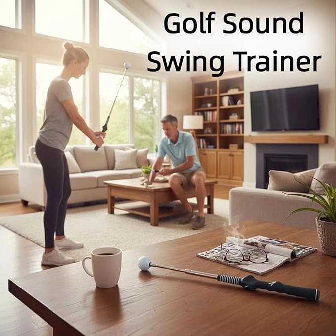 Retractable Golf Swing Training Aid，Suitable for Indoor and Outdoor Practice, with Click Feedback, Suitable for Right Hand, Very Suitable for Beginners to Learn and Train