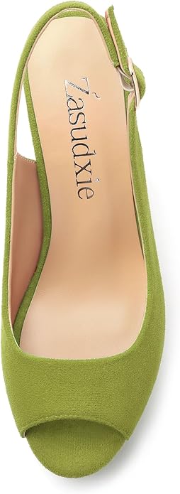 Womens Wedge Platform Sandals Peep Open Toe Slingback Buckle High Heel Dress Shoes Pumps Suede 3.94 Inch