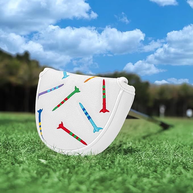 Colorful Nails Style Golf Half Mallet Putter Cover Headcover, Golf Putter Club Cover Magnetic Golf Head Covers Headcovers Club Protective Equipment