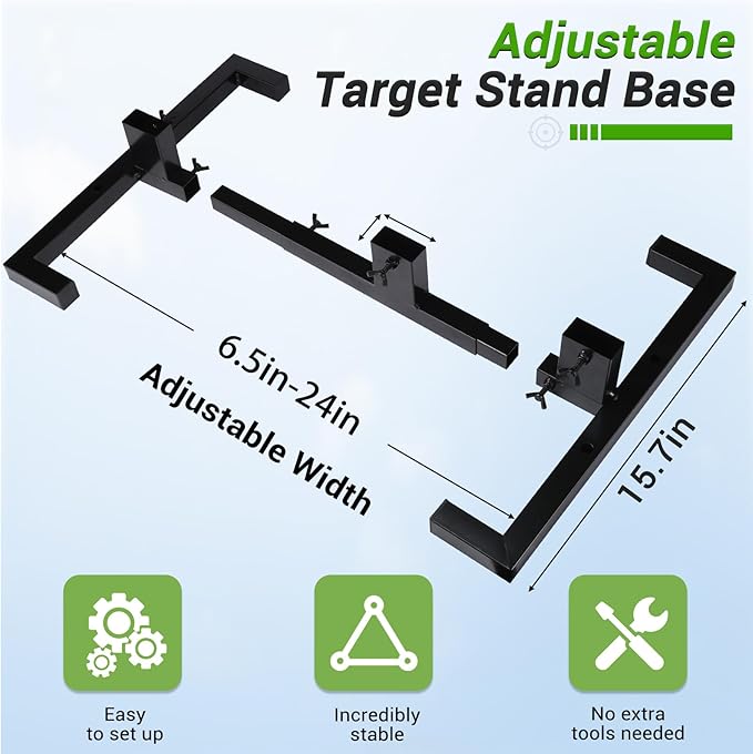 GADFISH 2 Pack Shooting Target Stand Base for Outdoor Paper Shooting Targets Cardboard, Adjustable Width with Ground Nails and Paper Targets, USPSA/IPSC - IDPA Practice (Wooden Stakes Not Included)