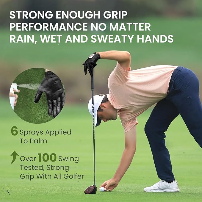FINGER TEN All Weather Grip Golf Gloves Men Value 3 Pack for Right Handed Golfer, Hot Wet Rain Grip & Comfort Soft Glove for Premium Performance, Colors White Black Blue Sizes S M L XL