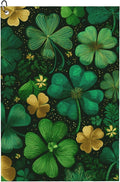 Green St Patricks Day Shamrock Golf Towel with Carabiner Clip 24"x16" Lucky Leaf Floral Golf Towels for Golf Bags Microfiber Waffle Golf Rag for Disc Balls Clubs Accessories for Men Women Dad