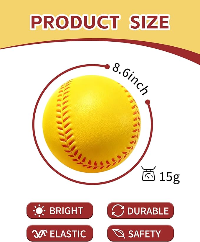 Tarutaru 20 Pack Foam Balls for Baseballs & Softballs - Soft Practice Baseballs for Hitting, Pitching, Batting Training, Indoor & Outdoor Sport Diameter 2.83in