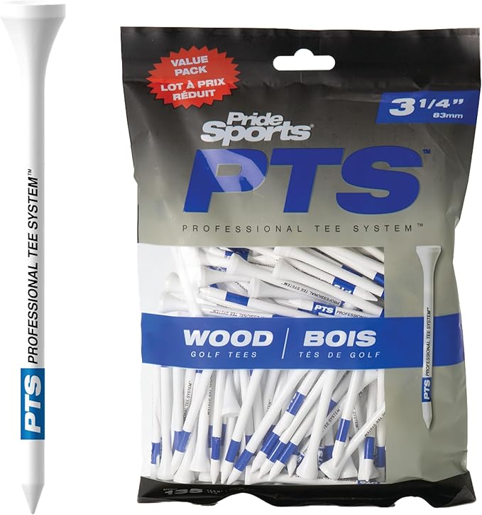 PrideSports PTS Wood Golf Tees | 135 Count, 3-1/4 Inch | #1 Wood Tee on Tour | Best for Drivers & Woods