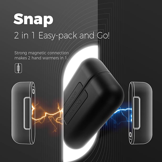 OCOOPA Hand Warmers Rechargeable 2 Pack, Magnetic Electric Handwarmer, 16 Hrs Warmth 4 Levels Heat Up to 145℉, USB-C Portable Charger 10000mAh, Raynauds, Golf, Tech Gifts for Men, Union UT2s(MagTwins)