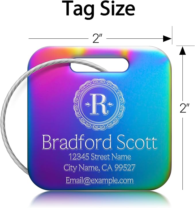 Personalized Luggage Tags - Custom Photo Metal Luggage Tags for Suitcases, Backpacks and Bags with Your Personalized Photo Club Logo Text (Square-Nebula)