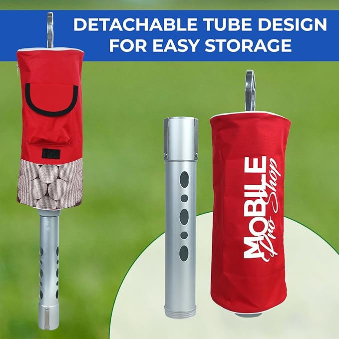 Golf Ball Retriever | Portable Shag Bag for Golf Balls | Collector with Detachable Aluminum Alloy/Plastic Tube and Handle - Holds up to 80 Balls