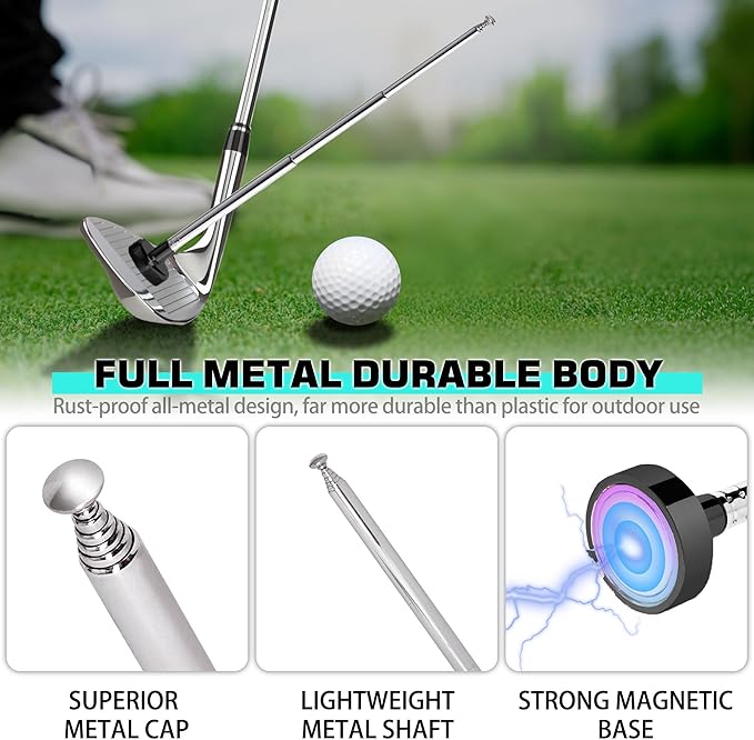Golf Alignment Rods, 7 Length Adjustments - Golf Alignment Stick Corrector Lie Angle Tool, Golf Swing Training Aids Aiming Stick - Golf Club Face Aim, Visualize and Align Your Golf Shot
