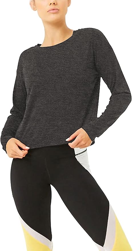 Bestisun Long Sleeve Workout Shirts Yoga Dance Tops Open Back Athletic Clothes for Women