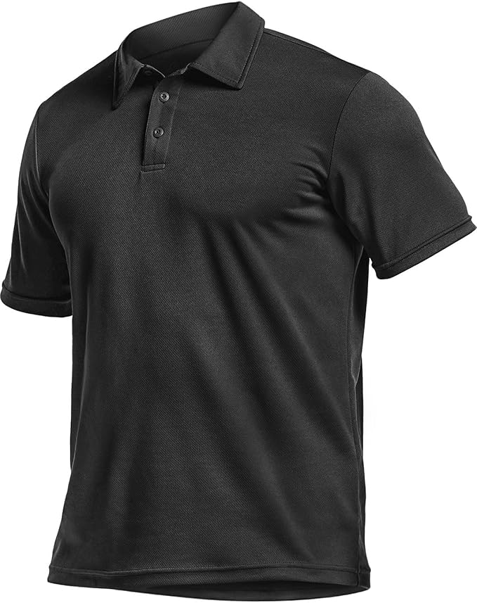 CQR Men's Polo Shirts, Tactical Short Sleeve Golf Performance Shirts, Lightweight Dry Fit UPF 50+ Pique