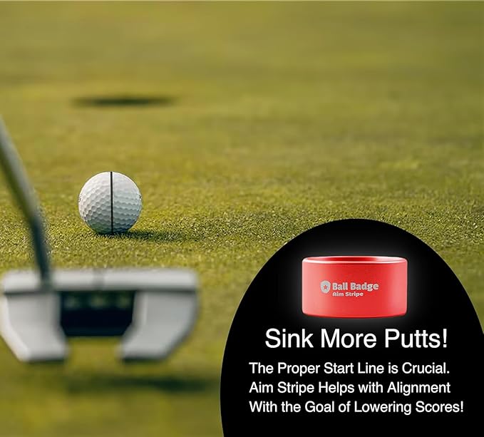 Ball Badge Aim Stripe - 360 Degree Golf Ball Line Marker Kit with Golf Bag Attachment for Perfect Alignment and Precision Putting