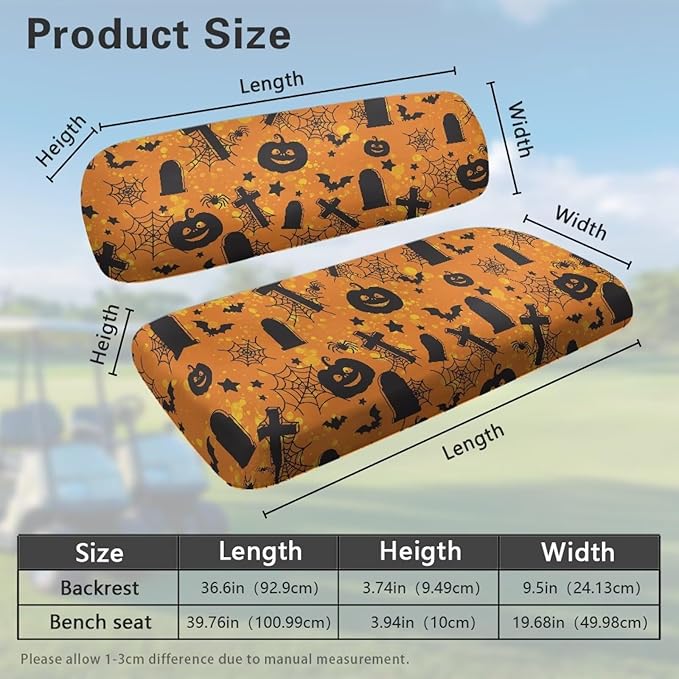 Golf Cart Seat Covers, Universal Fit & Nonskid Bottom Fits for Club Car 2 Person Seats Golf Carts