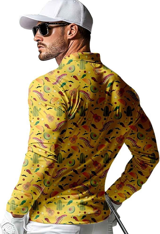 Men's Long Sleeve Golf Shirt Quick Dry 3 Button Work Fishing Outdoor Casual Collar Shirt