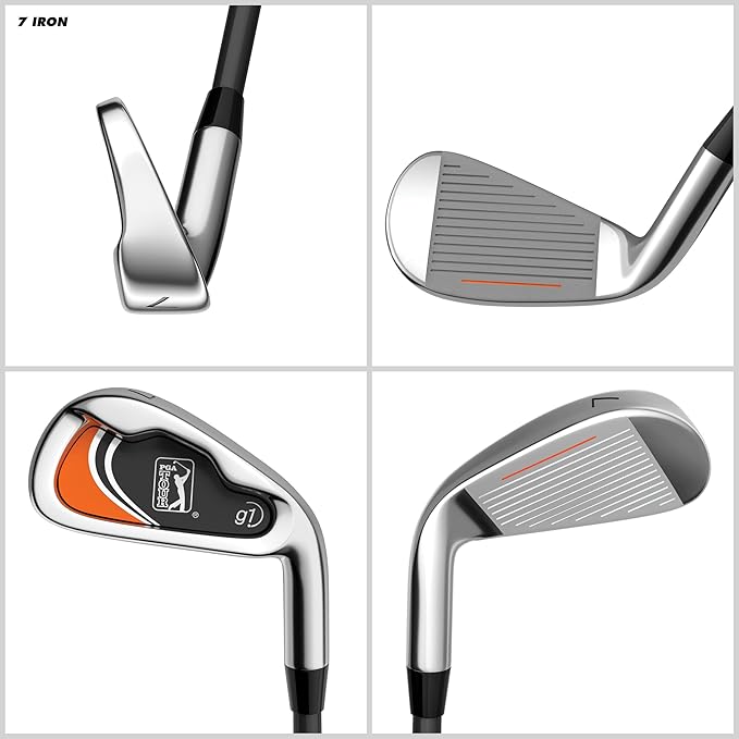 PGA Tour Youth Golf Club Set for Ages 8-12 (4’8”-5’2”) and 12+ (5’2”+), Right and Left-Handed Kids Golf Sets – Beginner Junior Golf Clubs with Lightweight Stand Bag, Mallet Putter, Hybrid, Driver