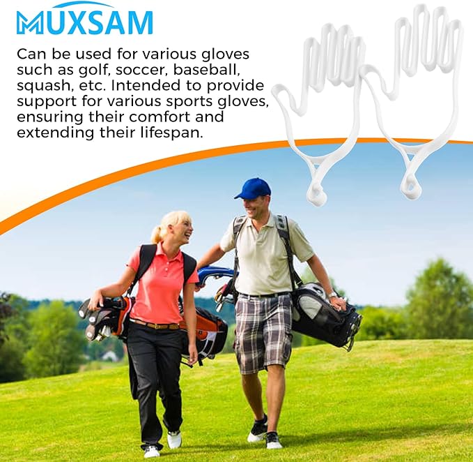 MUXSAM Golf Gloves Stretcher Holder Keeper Hanger Gloves Support Frame Golf Gloves Holder Rack Dryer Shaper Tool Accessories for Golfer Gloves Maintenance(1 Pair 2Pcs)