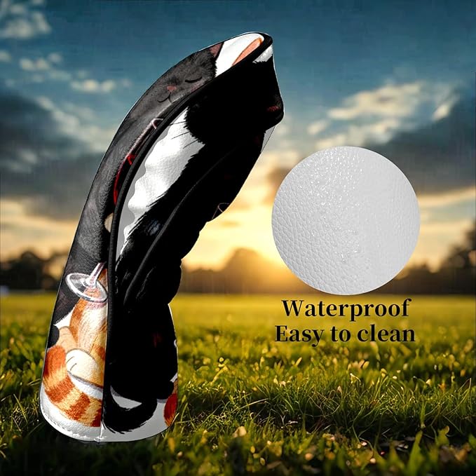 Golf Head Covers Leather Driver Headcover, Premium Golf Club Covers with Anti-Scratch Lining 1/3/5 Wood Head Covers for Golf Clubs for Women Men