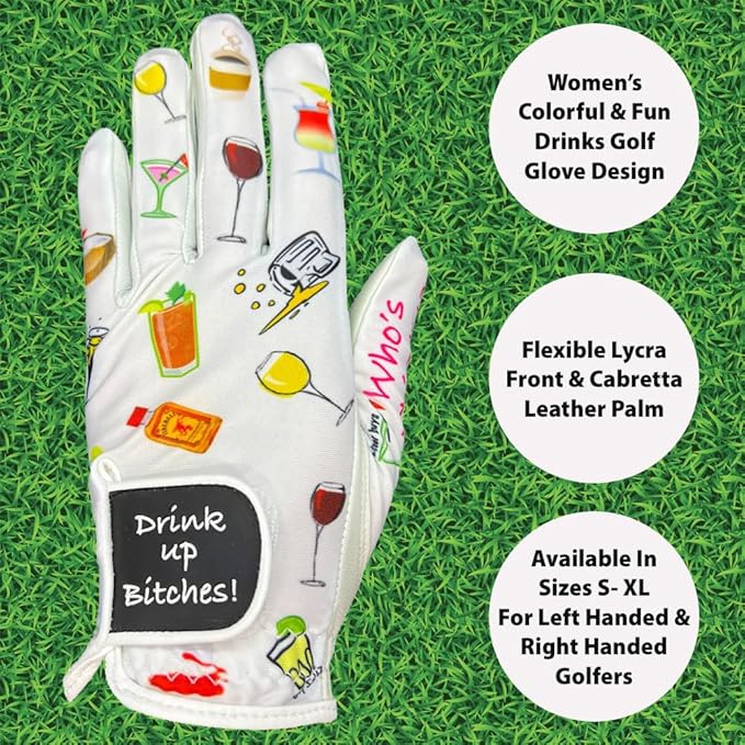 Giggle Golf Women's Golf Glove - Adjustable Strap, Left Hand Gloves for Women