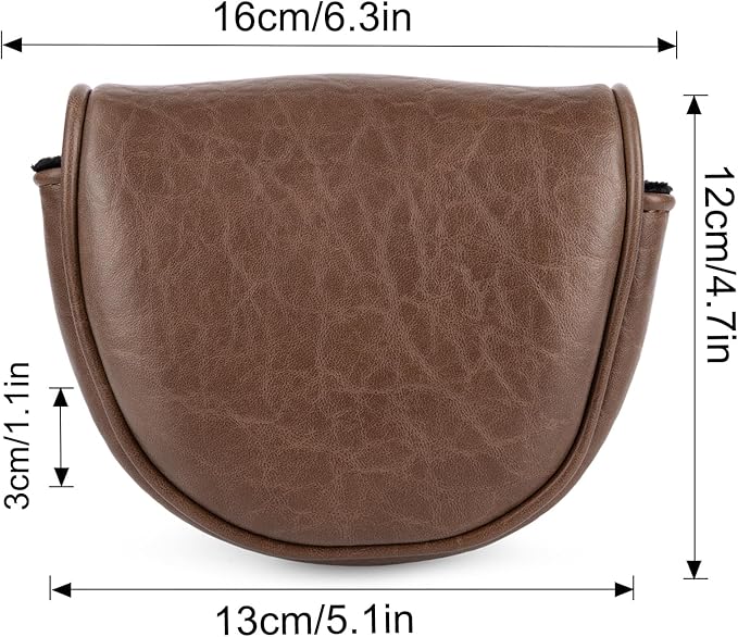 Golf Mallet Putter Covers, Magnetic Closure Brown Premium Leather Mallet Putter Headcovers Fits for Golf OZ1 MEZZ 1 MEZZ1 MAX Putter