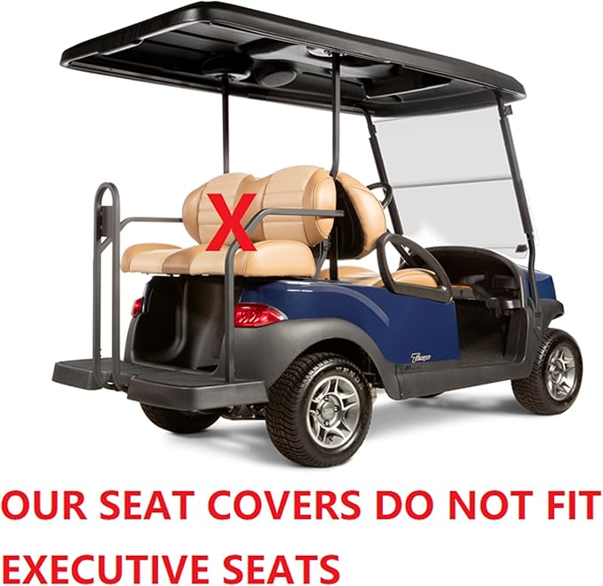 Huskey Golf Cart Front Rear Seat Covers for Club Car Precedent 2004+ Models, Custom Fit, Black/Orange Diamond Stitching, Marine Grade Vinyl Material,Staple On