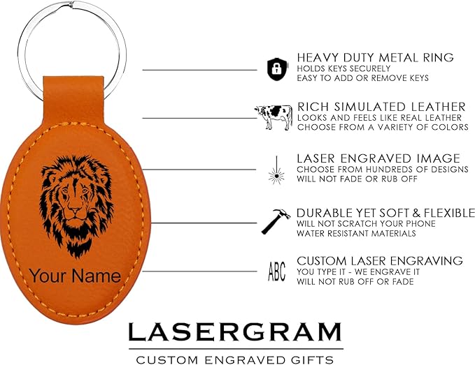 LaserGram Oval Keychain, Golfer Golfing, Personalized Engraving Included (Orange)