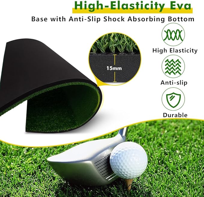 Thickened Golf Mat-31mm, 5x4ft Golf Hitting Mats Practice Outdoor/Indoor, Heavy-Duty Commercial Grade Synthetic Turf Training Mat for Simulators/Garage/Backyard/Driving Range Swing and Chipping