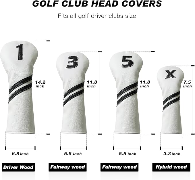 5Pcs Golf Head Covers Set for Driver, Fairway, Hybrid & Mallet Putter Cover with Magnetic Closure
