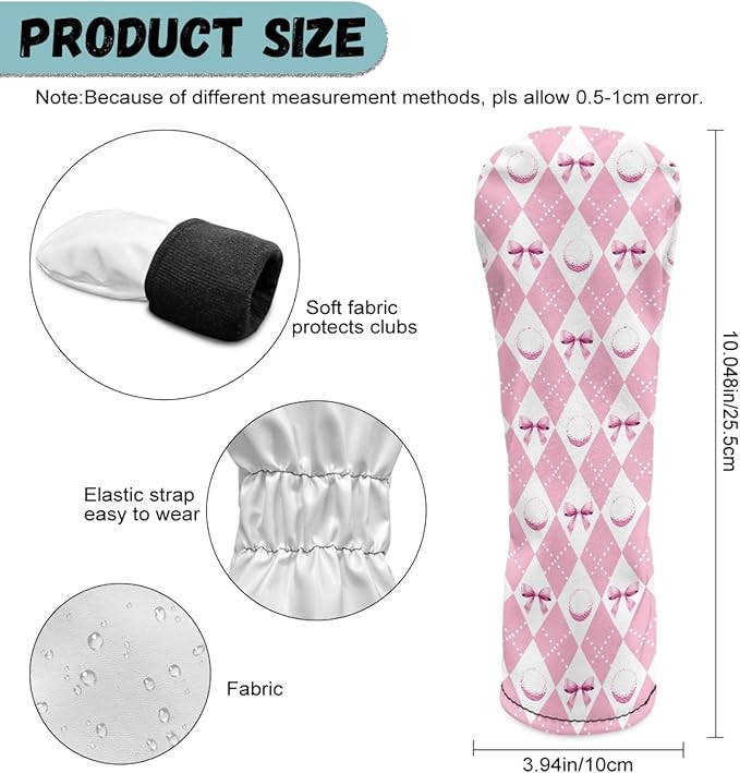 Golf Club Head Covers for Club Protective, Waterproof PU Leather Driver Fairway Wood Hybrid Head Cover