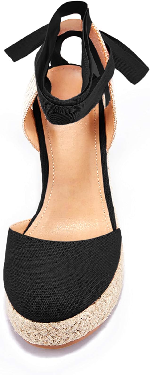 FISACE Womens Summer Espadrille Heel Platform Wedge Sandals Ankle Buckle Strap Closed Toe Shoes