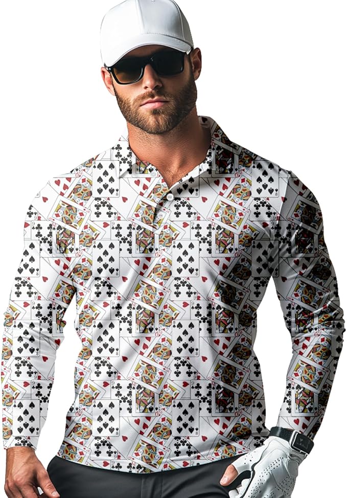 Men's Long Sleeve Golf Shirt Quick Dry 3 Button Work Fishing Outdoor Casual Collar Shirt