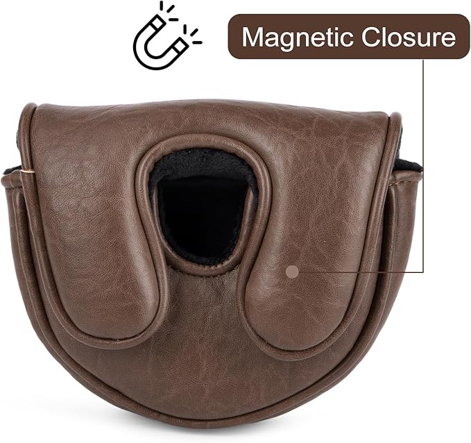 Golf Mallet Putter Covers, Magnetic Closure Brown Premium Leather Mallet Putter Headcovers Fits for Golf OZ1 MEZZ 1 MEZZ1 MAX Putter