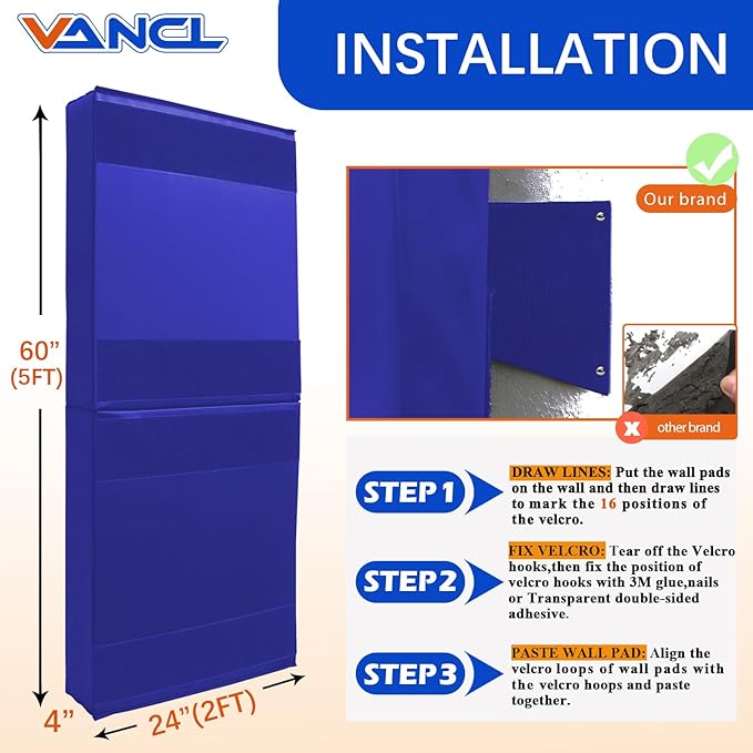 Gym Padding Wall Pads for Gym Wall Mats Basketball Wall Padding 2" Thick Foam Gym Wall Pad for Kids Wall Pad Protection, Waterproof Durable Wall Pads for Safety Colorful Wall Pad