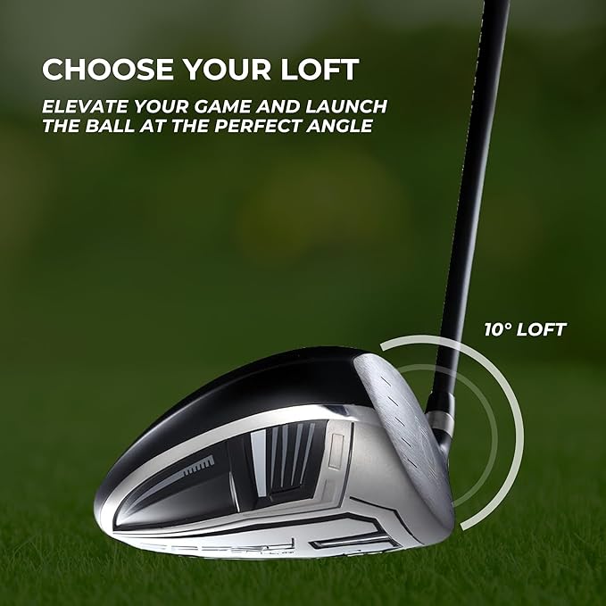 Titanium Driver Golf Club, Loft Lightweight Graphite Shaft, Oversized Sweet Spot, Aerodynamic, USGA Conforming Mens Driver + Deluxe Headcover