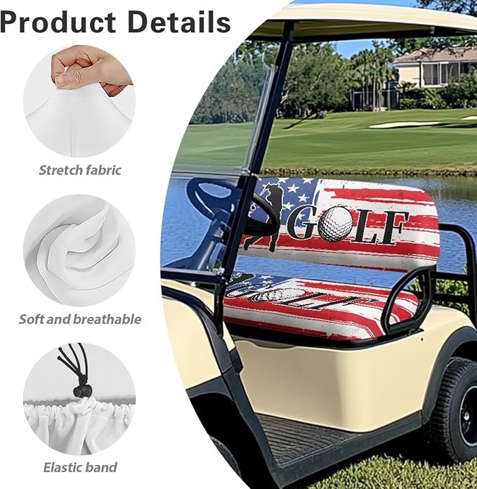 Fashion Print Golf Cart Seat Covers 2 Passenger Golf Cart Backrest Cover Golf Cart Seat Towel Gift for Friends