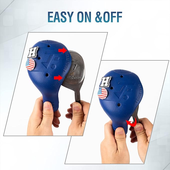 Golf Head Covers, 3 Pack EVA Plastic Golf Club Covers for Driver Fairway Woods, Driver Headcover with Pins, Fit All Right-Handed Golf Clubs, Easy On Off, Washable, Funny
