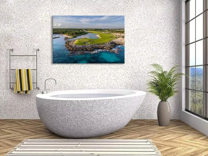 Punta Espada Golf Club Wall Art for Living Room Bedroom Bathroom Home Decorations Punta Espada Golf Course Picture Poster Framed Artwork Ready to Hang(12''H x 16''W)