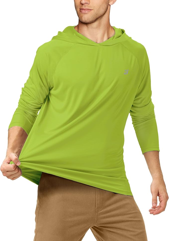 Roadbox UPF 50+ Fishing Shirts for Men, Long Sleeve UV Sun Protection Hoodie, Outdoor Hiking Running Swimming Rash Guard