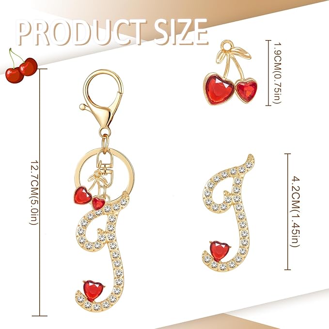 Gold Plated Alphabet Initial Letter Keyring Keychain for Women Girls Crystal Key Chains for Wallet Backpack Bag Charm