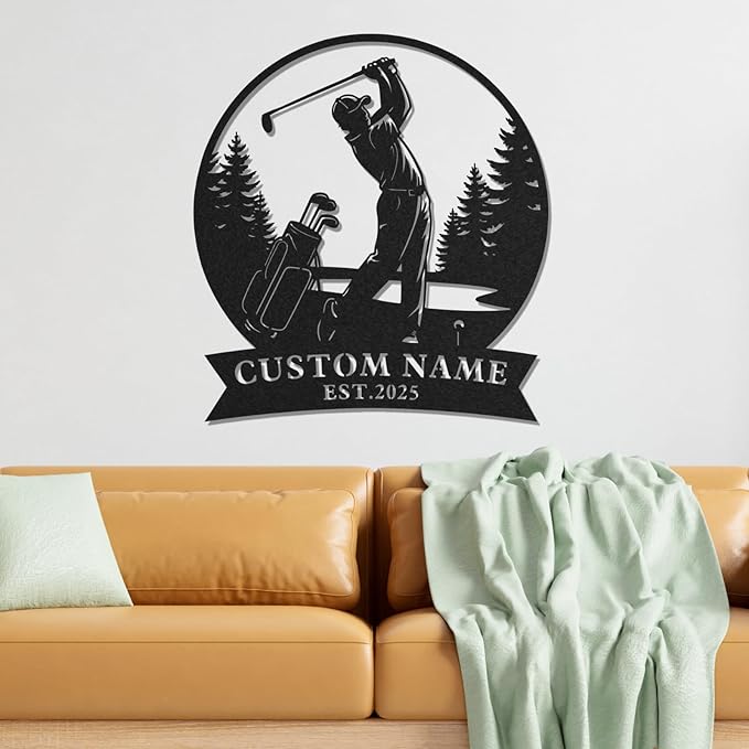 Personalized Golf Metal Wall Art, Vintage Golf Wall Decor, Custom Signs Outdoor Metal, 19th Hole Home Decor for Man Cave Garage Bar Club, Personalized Gifts for Men Dad Father