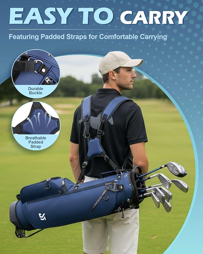 Golf Stand Bag – 2025 Upgraded Version with Cooler Pocket, Glove Patch & Tee Holder, Lightweight Sunday Golf Bag for Men & Women