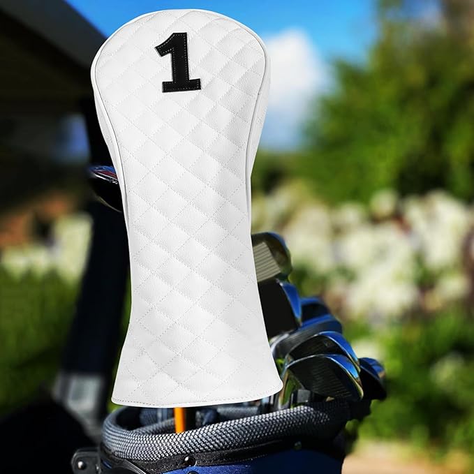 FINGER TEN Golf Club Head Covers for Woods Driver Fairway Hybrid with Interchangeable Number Tag 1 3 5 Premium Leather Headcovers for Women Men