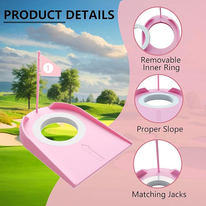 9 Pack Golf Putting Cups with Flags, Plastic Golf Training Aids with Golf Ball Retriever, Putting Training Hole Set for Indoor Outdoor