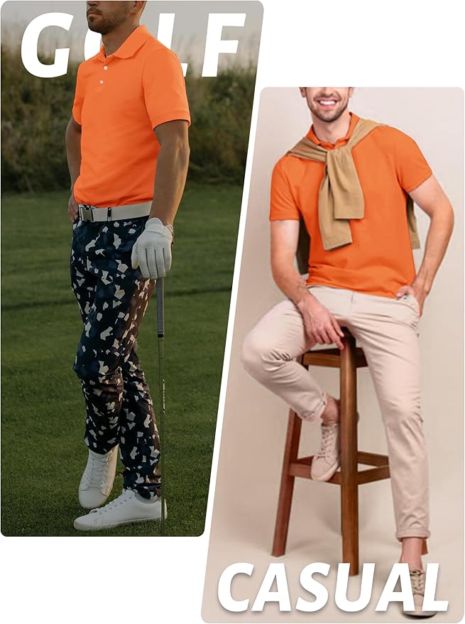 TACVASEN Mens Golf Shirt Dry Fit Mens Polo Shirts Short Sleeve Performance Golf Polos for Men with Collar Work Shirts