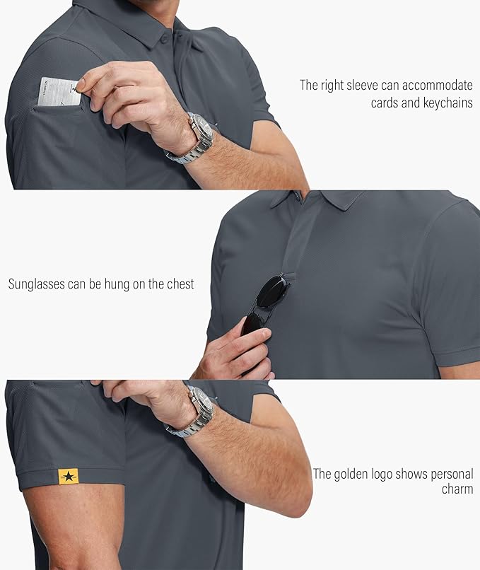 ZITY 5 Pack Mens Polo Shirt Short Sleeve Sports Golf Tennis T-Shirt Moisture-Wicking Summer Shirts
