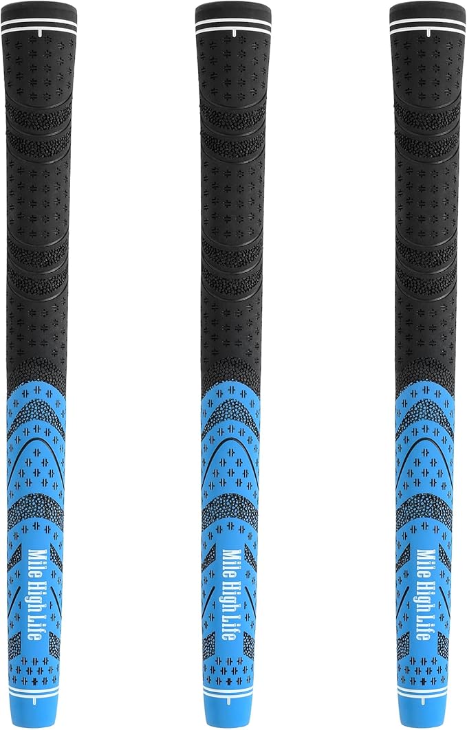 Mile High Life Golf Grips 13 Pack / 3 Pack - All-Weather Soft Rubber Golf Club Grips - High Shock Absorption, Enhanced Traction - Standard, Midsize & Jumbo Size (Core 0.58"-0.61")
